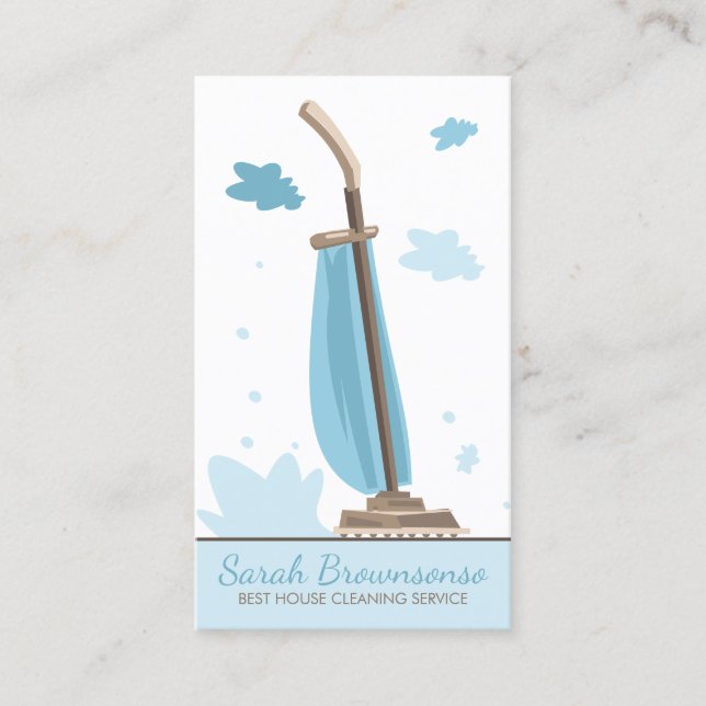 Städning i Blue Modern Vacuum Cleaner House Visitkort (Framsida)