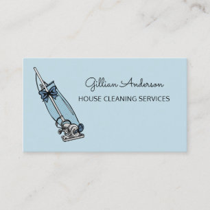 Städning i Girly Blue Vacuum Cleaner House Visitkort