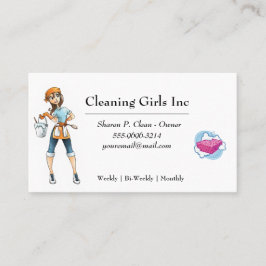 Städning i White Tecknad Girl House Visitkort
