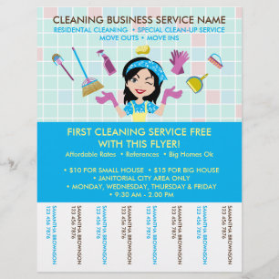 Städning Janitorial Biljett Advertising Maid Girl Reklamblad