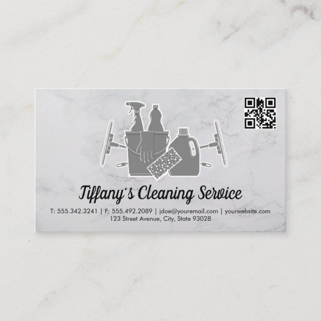 Städning leveranser | Affärskort för qr-kod Visitkort (Framsida)