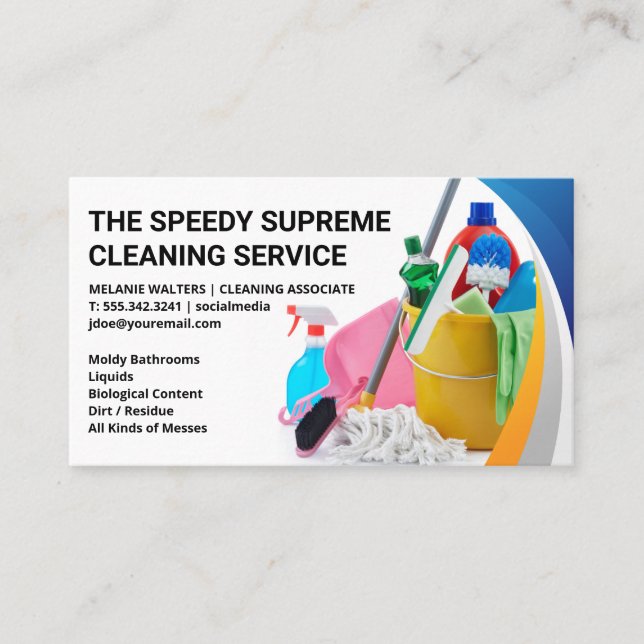 Städning Leveranser och Verktyg | Maid-tjänster Visitkort (Framsida)