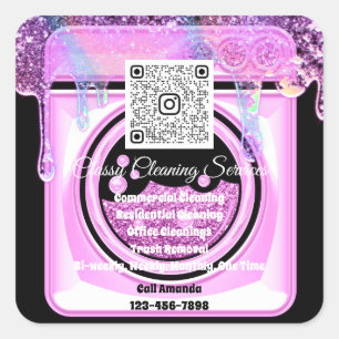 Städning Maid Housekeeper QRCode Logotyp Black Fyrkantigt Klistermärke