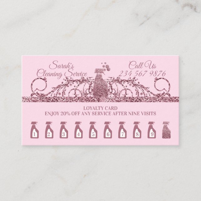 Städning Maid Janitorial gnistra Houseeping Lojalitetskort (Framsida)
