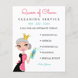 Städning Maid Service Grått Character Krona Fly Flygblad