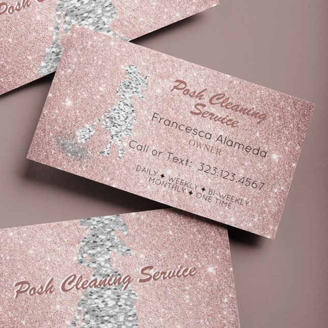 Städning mall för Ro Guld Glitter Silver Visitkort (Skapare uppladdad)