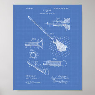 Städning Mop 1905 Patent Art Blueprint Poster