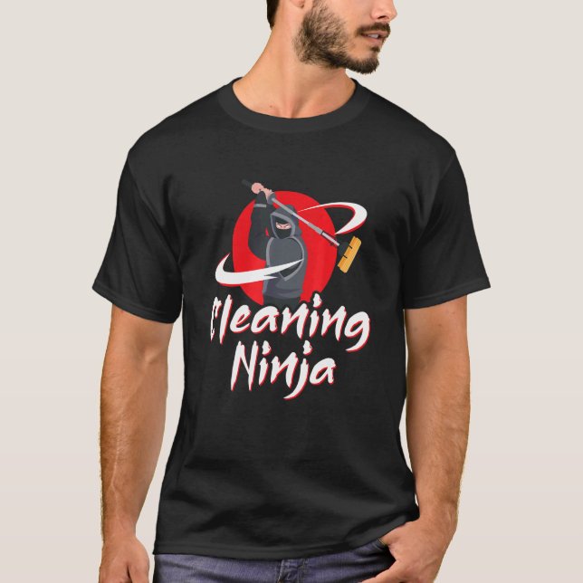 Städning Ninja Janitor Custodian Houseworking Hous T Shirt (Framsida)