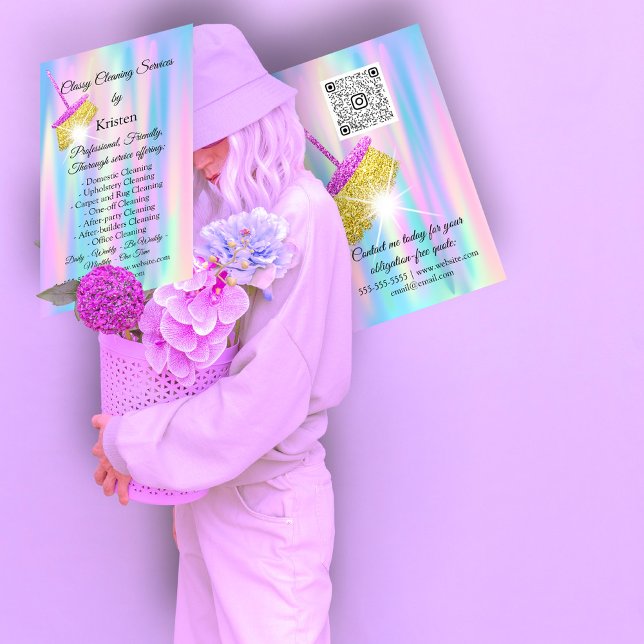 Städning OfficeHouse Beeping QRCode-Logotyp Visitkort (Cleaning Services OfficeHouse Keeping QRCode Logo Business Card)