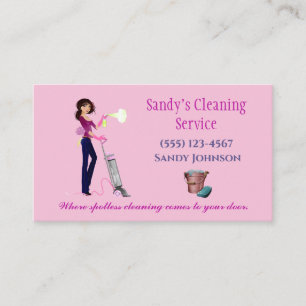 Städning Professioneller för Cute Tecknad Maid Visitkort