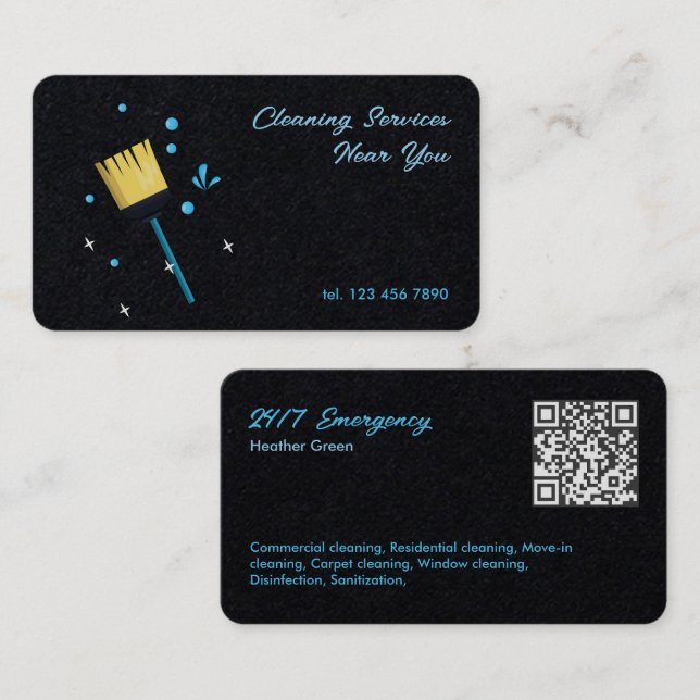 Städning QR 24/7 Visitkort (Fram/baksida)
