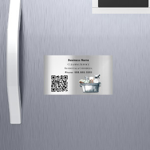 Städning QR-kod för silver Magnetiska Visitkort