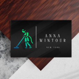 Städning QR-kod Modern svart Visitkort