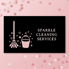 Städning Renare Mop och Bucket Rosa Faux Glitter Visitkort