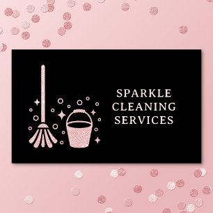Städning Renare Mop och Bucket Rosa Faux Glitter Visitkort