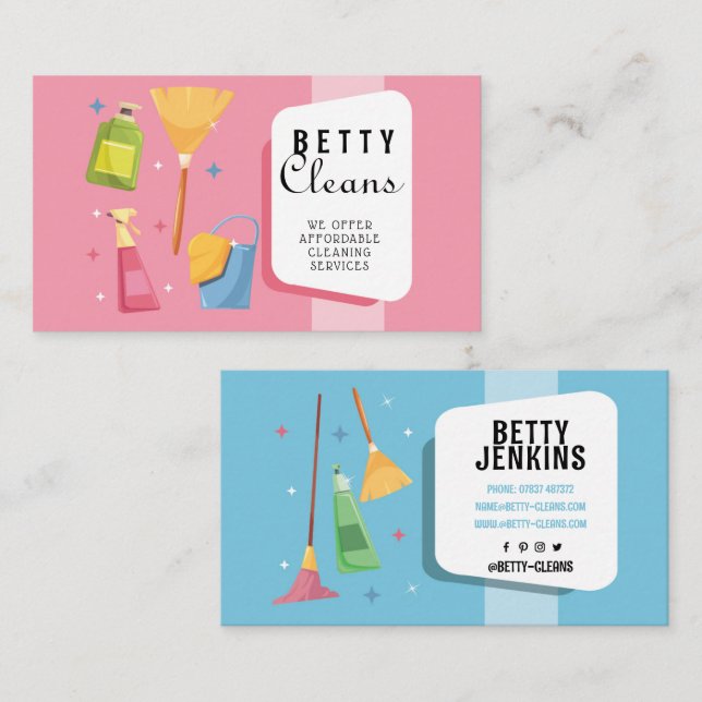 Städning RengöringsRetro för Service House Visitkort (Fram/baksida)