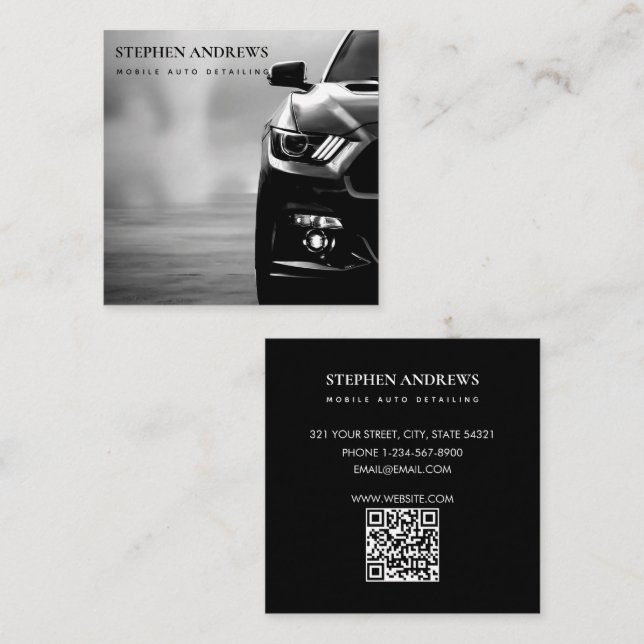 Städning Reparera QR-kod för automatisk identifier Fyrkantigt Visitkort (Fram/baksida)