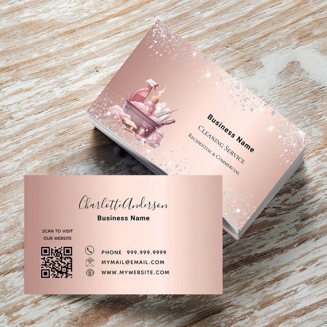 Städning ro guld-reservpunktsstoft QR-kod Visitkort (Skapare uppladdad)