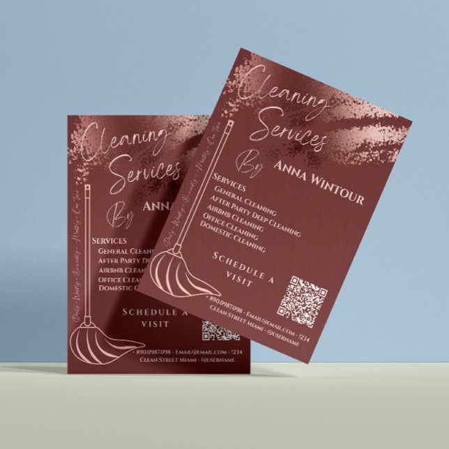 Städning Ro Guld Sök efter för att ansluta Flygblad (Cleaning Services Rose Gold Scan To Connect Flyer)