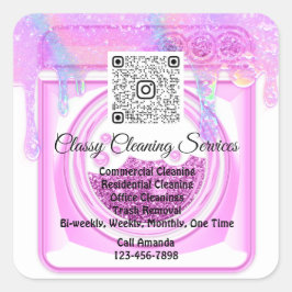Städning Rosa av Maid Housekeeper QRCode Logotyp Fyrkantigt Klistermärke