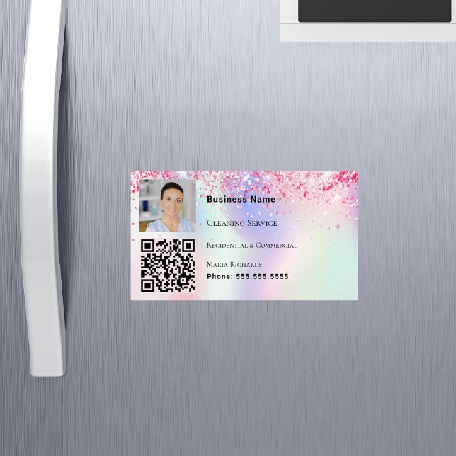 Städning rosa för QR-tjänstfotokod Magnetiska Visitkort (Skapare uppladdad)