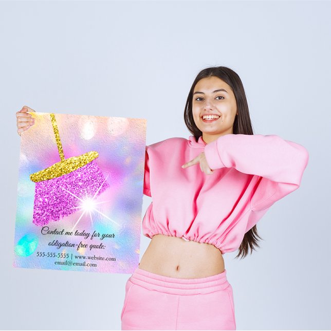 Städning Rosa för tjänstarkiv som bevarar holograp Flygblad (Cleaning Service House Keeping Holograph Pink Flyer)