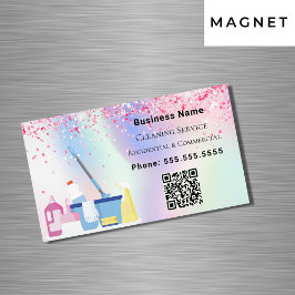 Städning rosa holograpgic QR-kod Magnetiska Visitkort