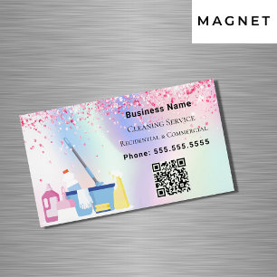 Städning rosa holograpgic QR-kod Magnetiska Visitkort