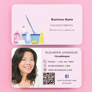 Städning rosa QR-kodfoto Visitkort