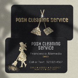 Städning Service Black and Metallic Guld-mall Visitkort