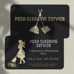 Städning Service Black and Metallic Guld-mall Visitkort