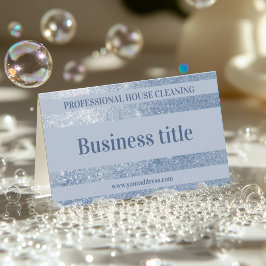 Städning Service Blue Silver Metall Glitter Visitkort