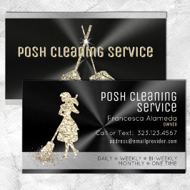 Städning Service Brushed Black Metall Guld + Silve Visitkort