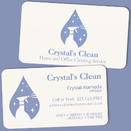 Städning Service Cute Ivory + Blue Spray Droplet Visitkort
