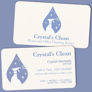 Städning Service Cute Ivory + Blue Spray Droplet Visitkort