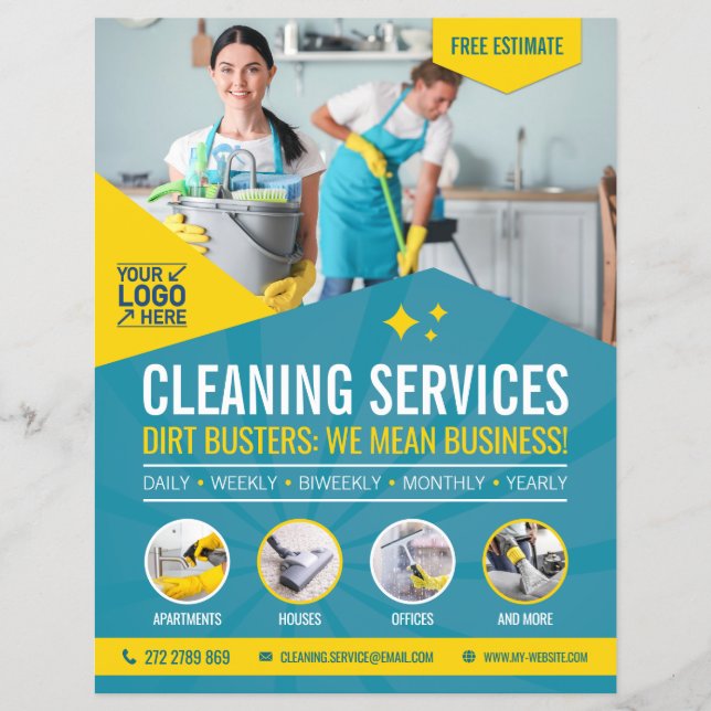 Städning Service Flyer-mall Reklamblad (Framsidan)