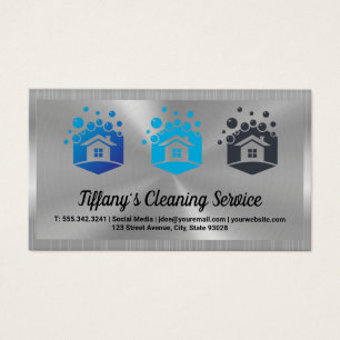 Städning Service House-Logotyp Metallisk Visitkort
