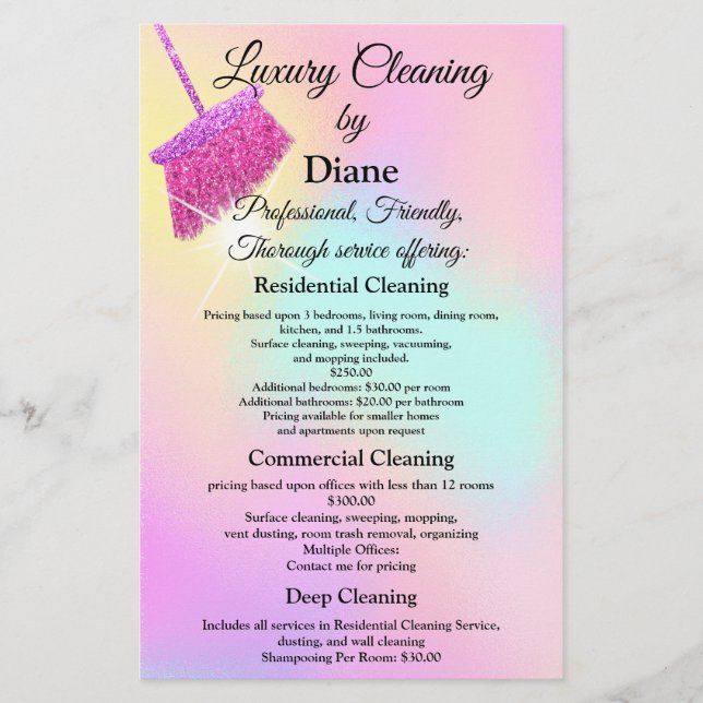 Städning Service House Office behålla Rosan Maid Flygblad (Framsidan)