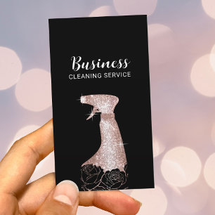 Städning Service Luxury Black Blommigt Spray Clean Visitkort
