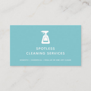 Städning Service Maid Aqua Blue Spray Flaska Visitkort