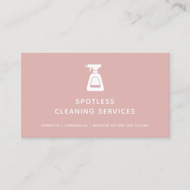Städning Service Maid Dusty Rosa Spray Flaska Visitkort (Framsida)