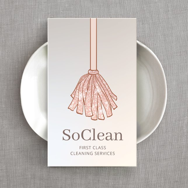 Städning Service Maid Ro Guld Glitter Buss i Visitkort (Skapare uppladdad)