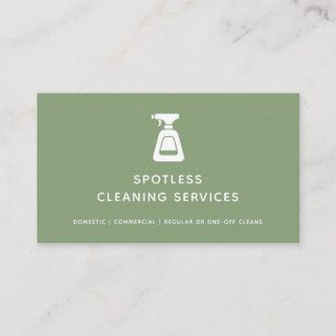 Städning Service Maid Sage Grönt Spray Flaska Visitkort