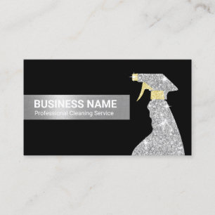 Städning Service Modern Black & Silver Visitkort