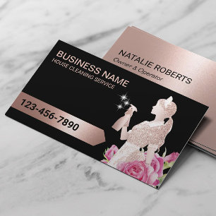 Städning Service Modern Ro Guld Maid Blommigt Visitkort