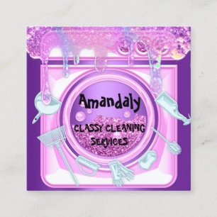 Städning Service QRCode Laundy Drives Soap Violet Fyrkantigt Visitkort