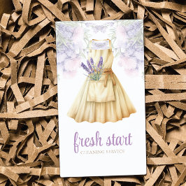 Städning Service Watercolor Apron Lavender Visitkort