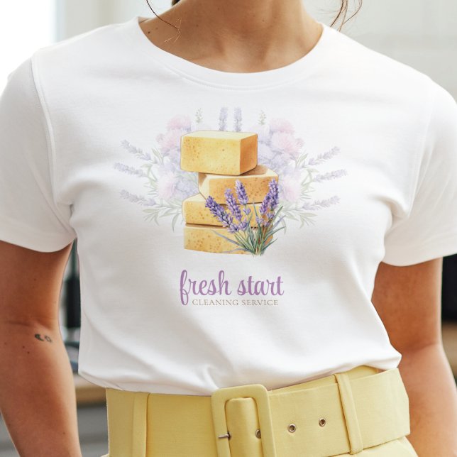 Städning Service Watercolor Lavender Soap T Shirt (Skapare uppladdad)