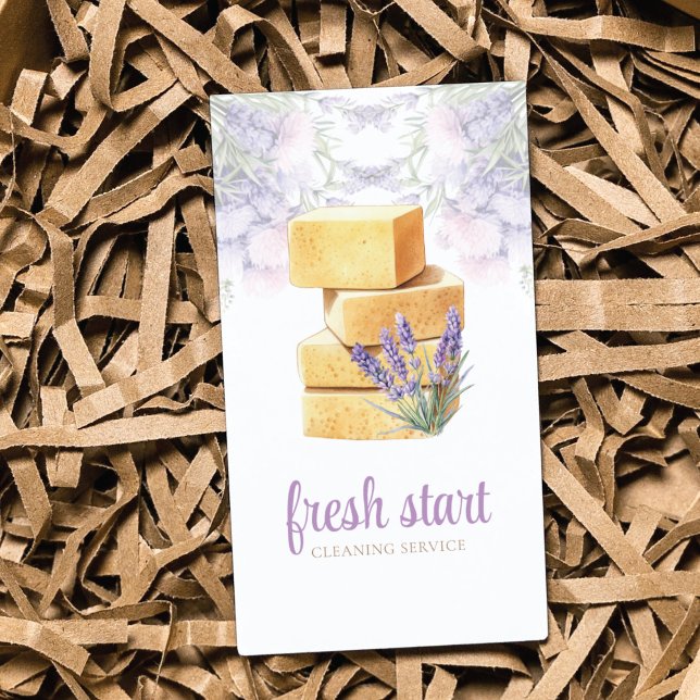 Städning Service Watercolor Soap Lavender Visitkort (Skapare uppladdad)
