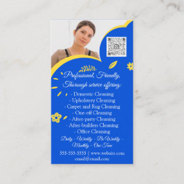Städning Services House Beeping QRCode Photo Blue Visitkort